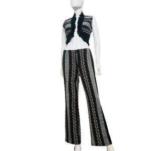 Vtg 70s Woven Vest & Pant Set S